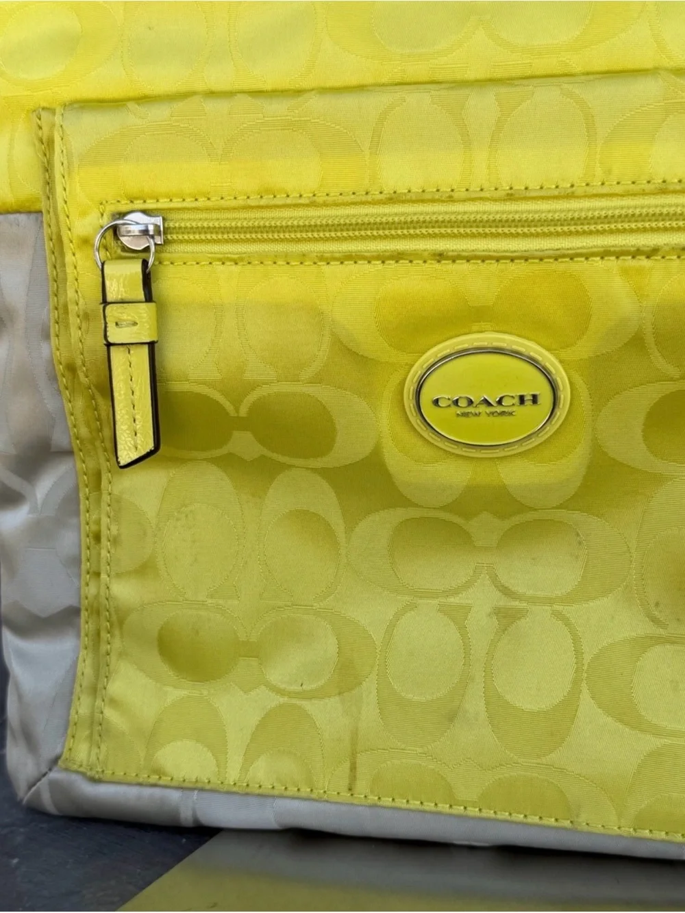 COACH Yellow Signature Nylon Crossbody Bag